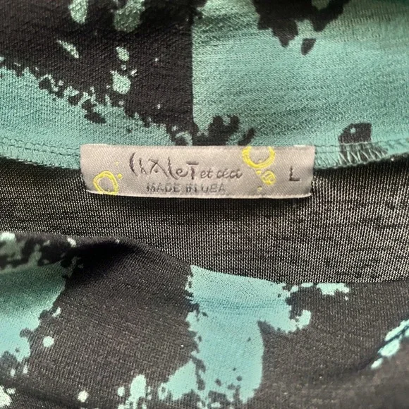 Chalet Et Cici Green and Black Print Tunic Dress with Mock Neck Size L - Picture 6 of 7